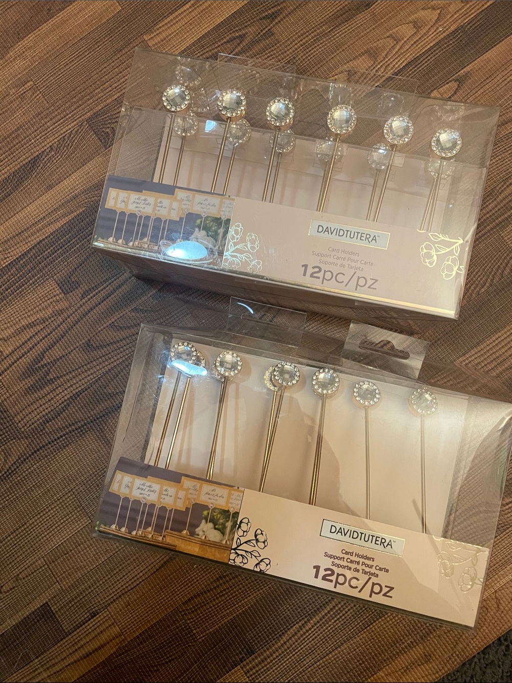 David Tutera Gold Card Holders with Clear Crystal Accents - 22 pieces
